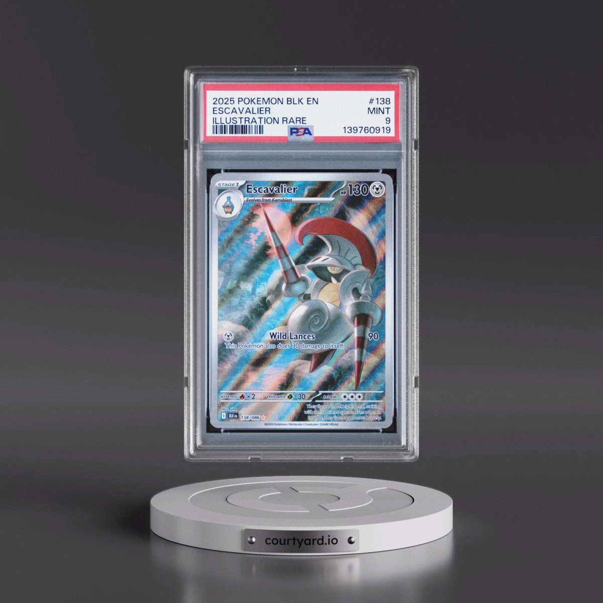 2025 Pokémon Blk EN-Black Bolt #138 Escavalier - Illustration Rare (PSA 9 MINT)