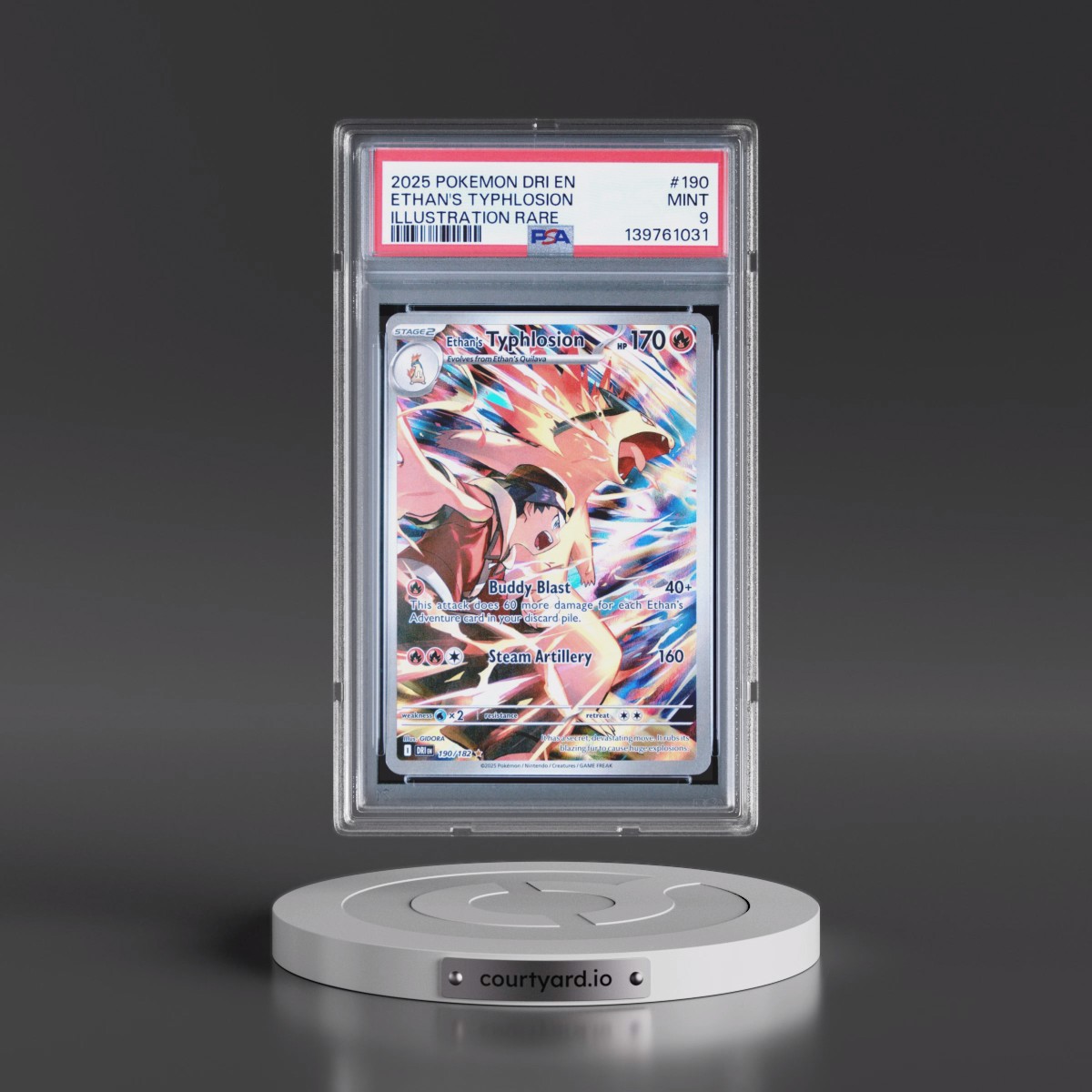 2025 Pokémon Dri EN-Destined Rivals #190 Ethan's Typhlosion - Illustration Rare (PSA 9 MINT)