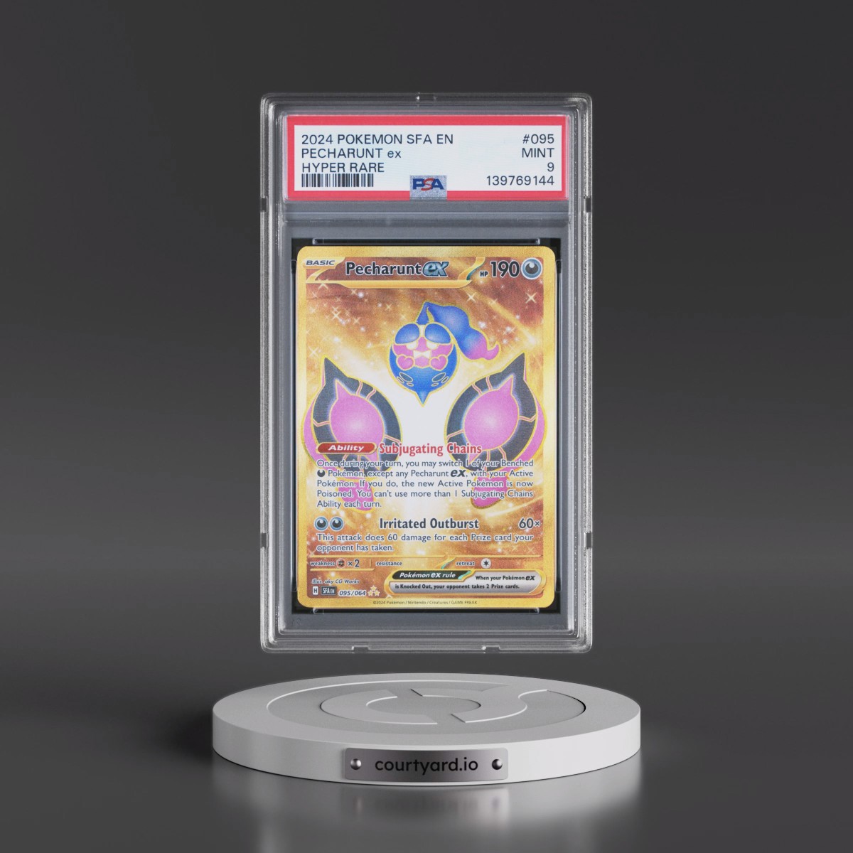 2024 Pokémon Sfa EN-Shrouded Fable #095 Pecharunt EX - Holo Hyper Rare (PSA 9 MINT)