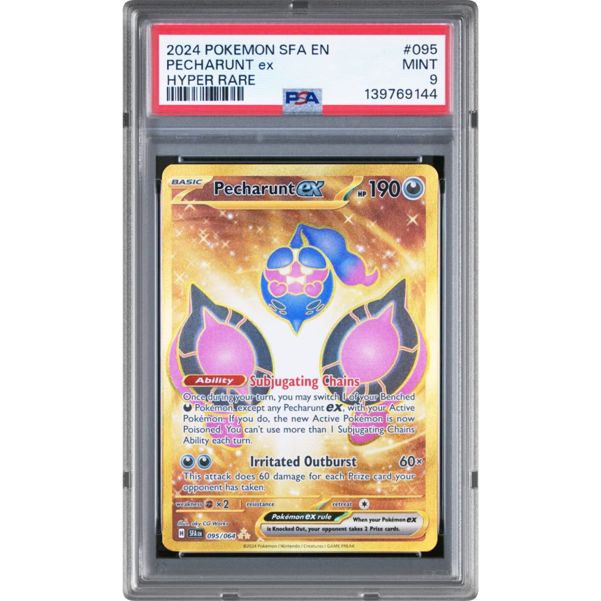2024 Pokémon Sfa EN-Shrouded Fable #095 Pecharunt EX - Holo Hyper Rare (PSA 9 MINT)