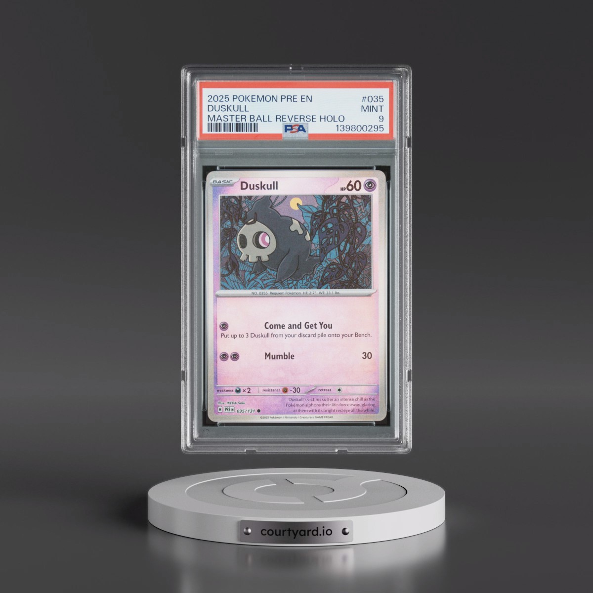 2025 Pokémon Pre EN-Prismatic Evolutions #035 Duskull - Reverse Holo Master Ball (PSA 9 MINT)