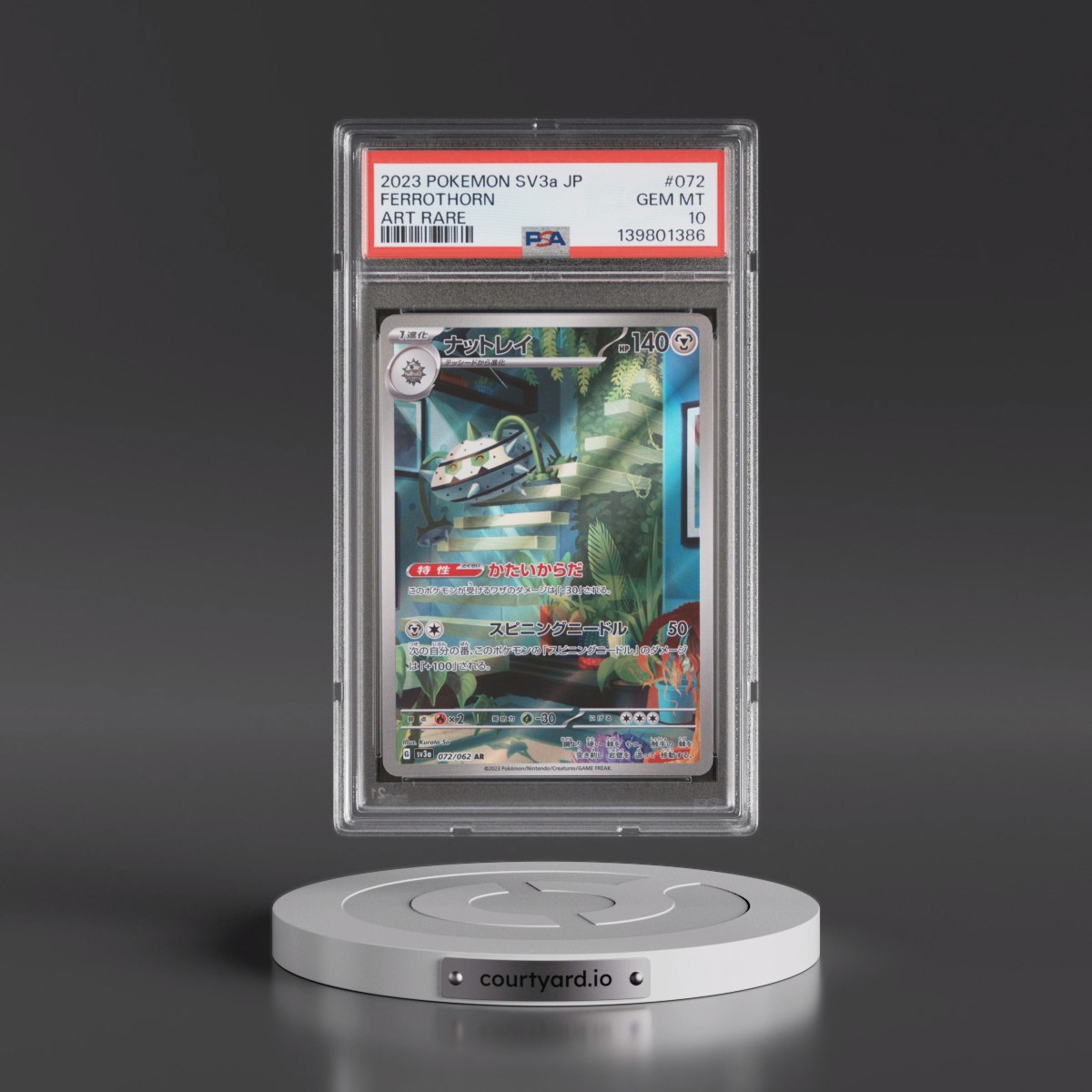 2023 Pokémon Sv3a-Raging Surf #072 Ferrothorn - Art Rare (PSA 10 GEM MINT)