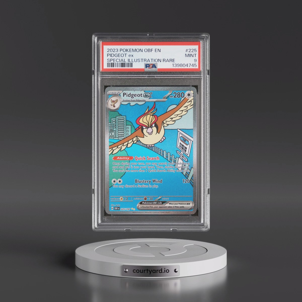 2023 Pokémon Obf EN-Obsidian Flames #225 Pidgeot EX - Holo Special Illustration Rare (PSA 9 MINT)