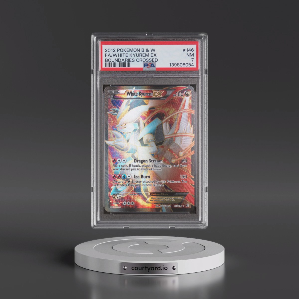 2012 Pokémon Black & White Boundaries Crossed #146 White Kyurem EX - Holo Full Art (PSA 7 NM)