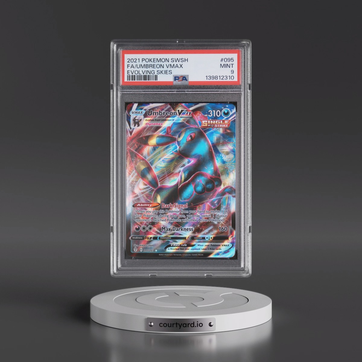 2021 Pokémon Sword & Shield Evolving Skies #095 Umbreon Vmax - Full Art (PSA 9 MINT)