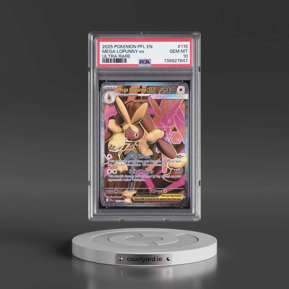 2025 Pokémon Pfl EN-Phantasmal Flames #115 Mega Lopunny EX - Holo Ultra Rare (PSA 10 GEM MINT)