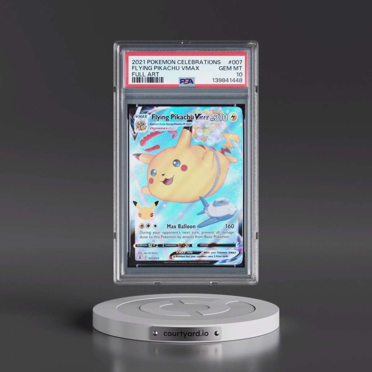 2021 Pokémon Celebrations #007 Flying Pikachu Vmax - Full Art (PSA 10 GEM MINT)