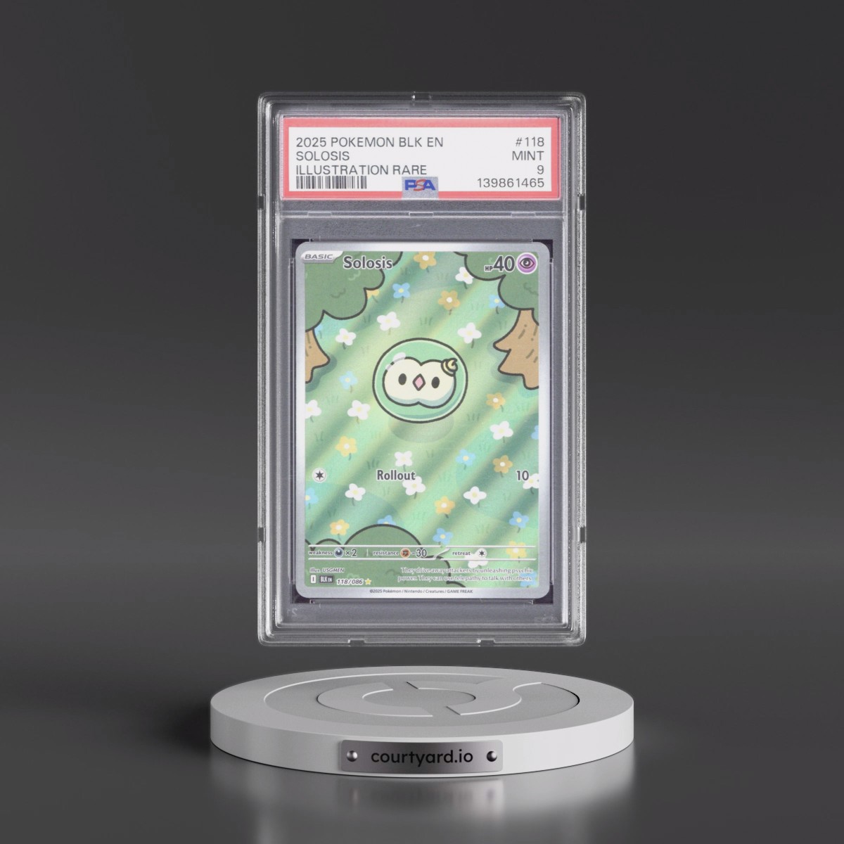2025 Pokémon Blk EN-Black Bolt #118 Solosis - Illustration Rare (PSA 9 MINT)