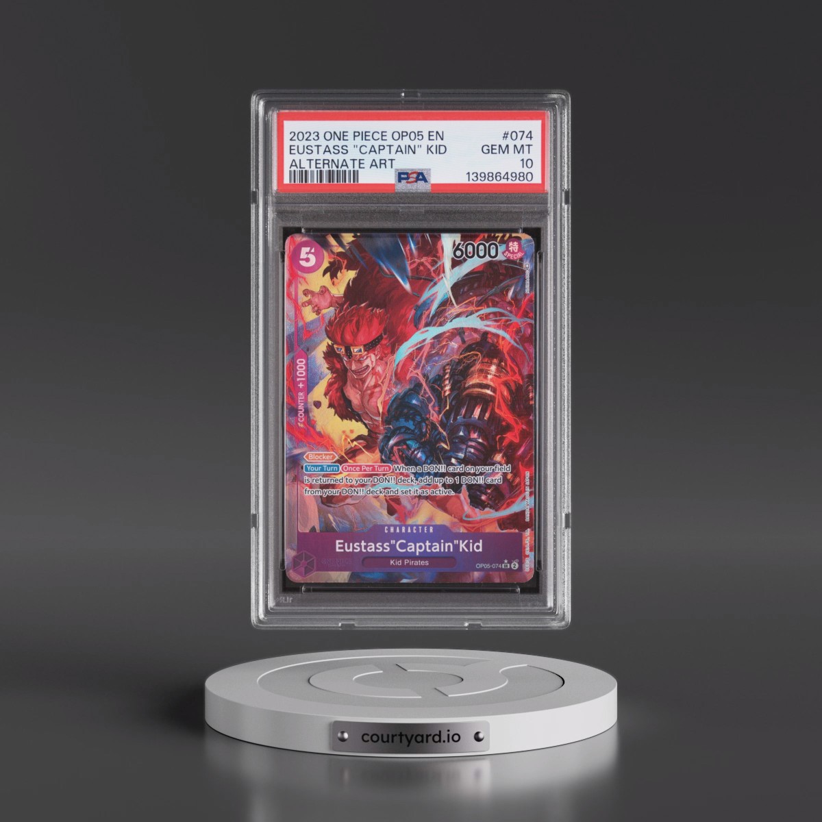 2023 One Piece OP05-Awakening of the New Era #074 Eustass "Captain" Kid - Alternate Art (PSA 10 GEM MINT)