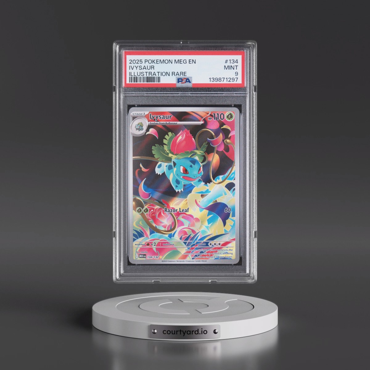 2025 Pokémon Meg EN-Mega Evolution #134 Ivysaur - Illustration Rare (PSA 9 MINT)