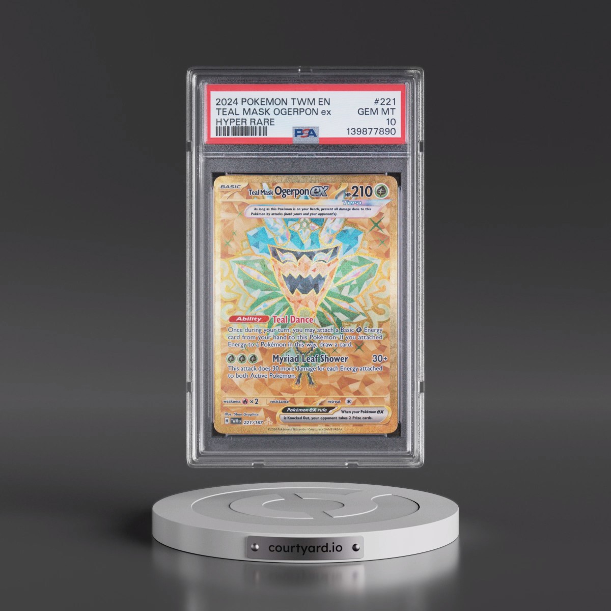 2024 Pokémon Twm EN-Twilight Masquerade #221 Teal Mask Ogerpon EX - Holo Hyper Rare (PSA 10 GEM MINT)