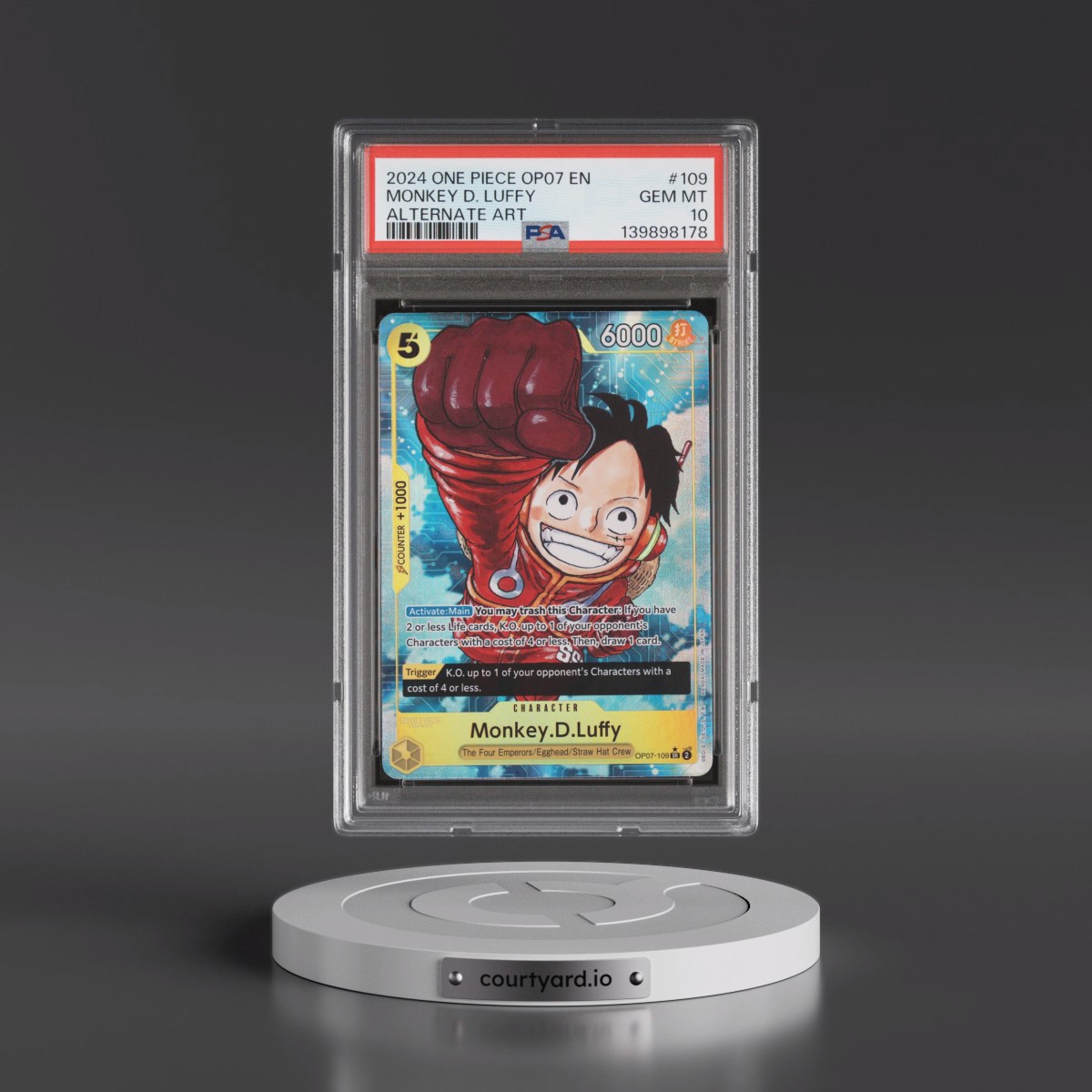 2024 One Piece OP07-500 Years in the Future #109 Monkey D. Luffy - Alternate Art (PSA 10 GEM MINT)