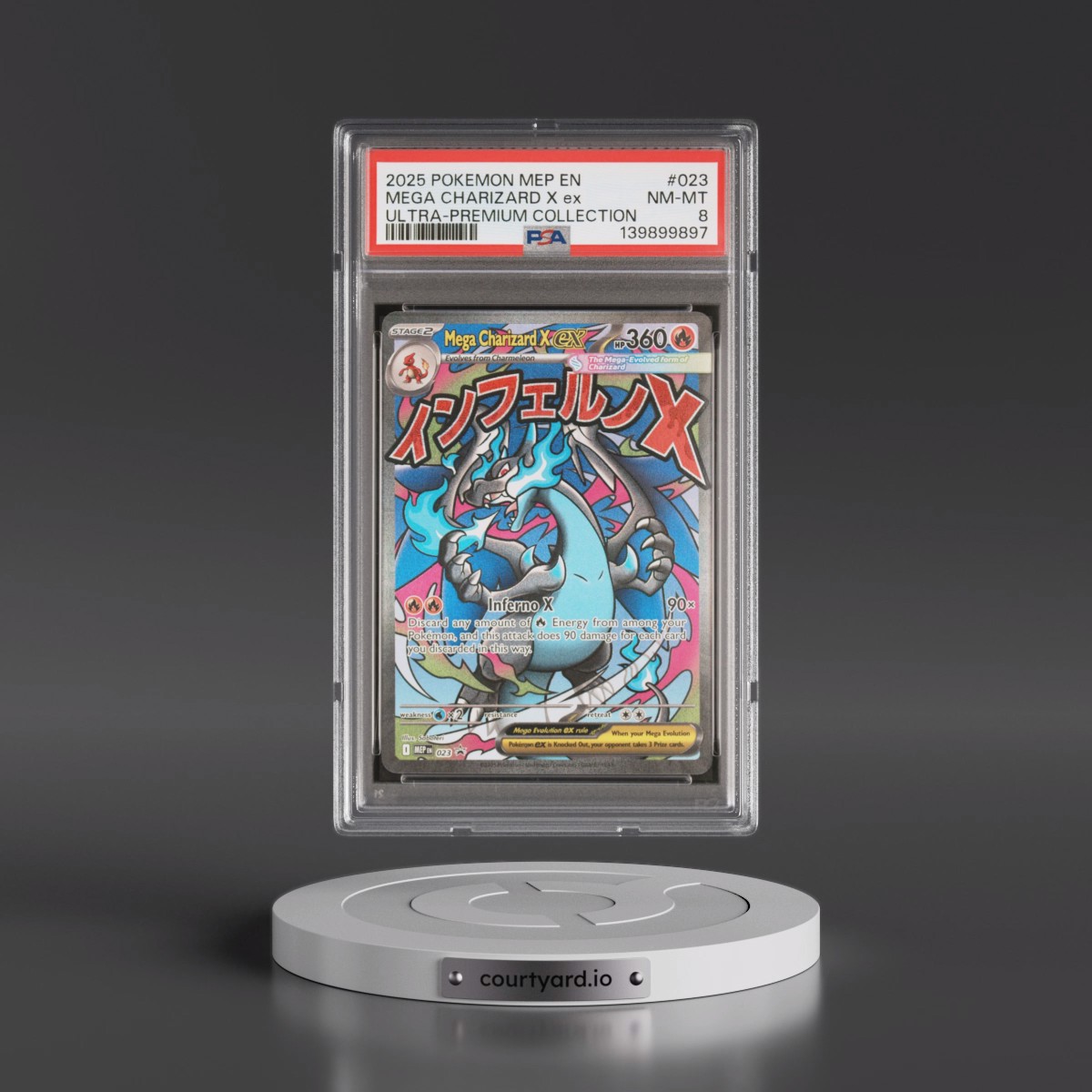 2025 Pokémon Mep EN-Me Black Star Promo #023 Mega Charizard X EX - Holo Mega Charizard X EX Ultra-Premium Collection (PSA 8 NM-MT)