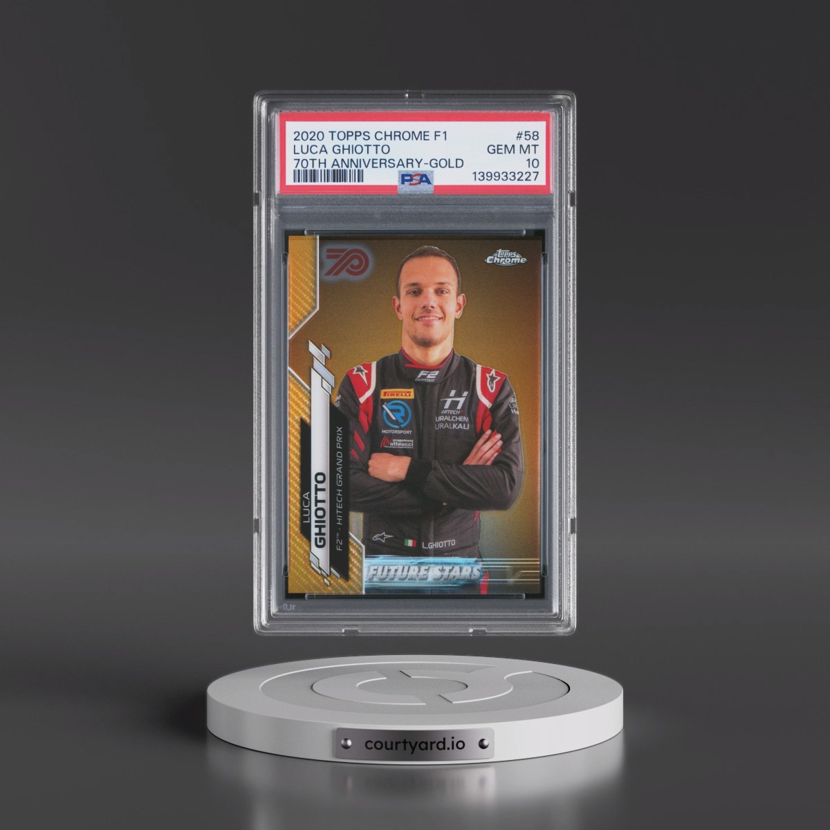 2020 Topps Chrome Formula 1 #58 Luca Ghiotto - 70th Anniversary-Gold (PSA 10 GEM MINT)