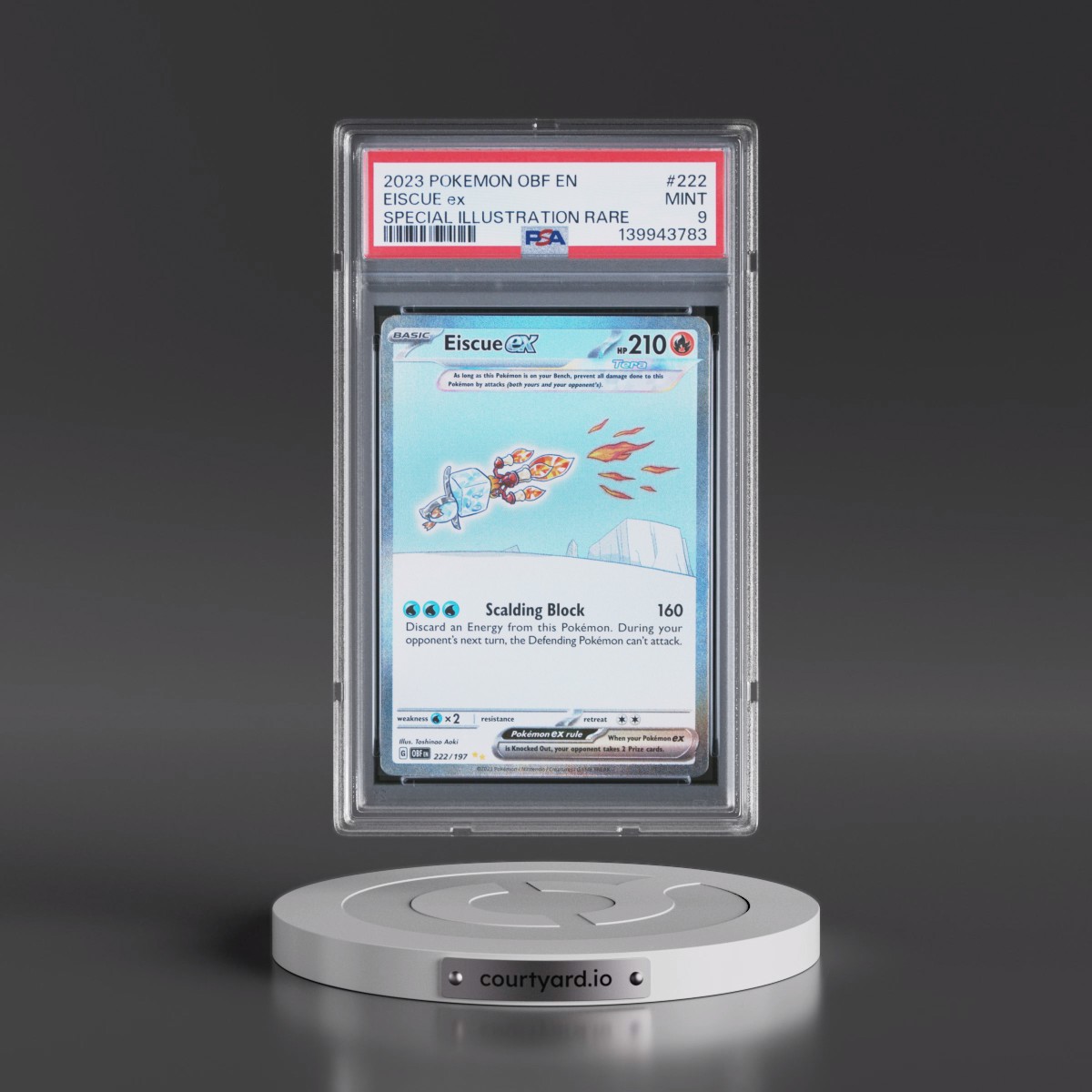 2023 Pokémon Obf EN-Obsidian Flames #222 Eiscue EX - Holo Special Illustration Rare (PSA 9 MINT)
