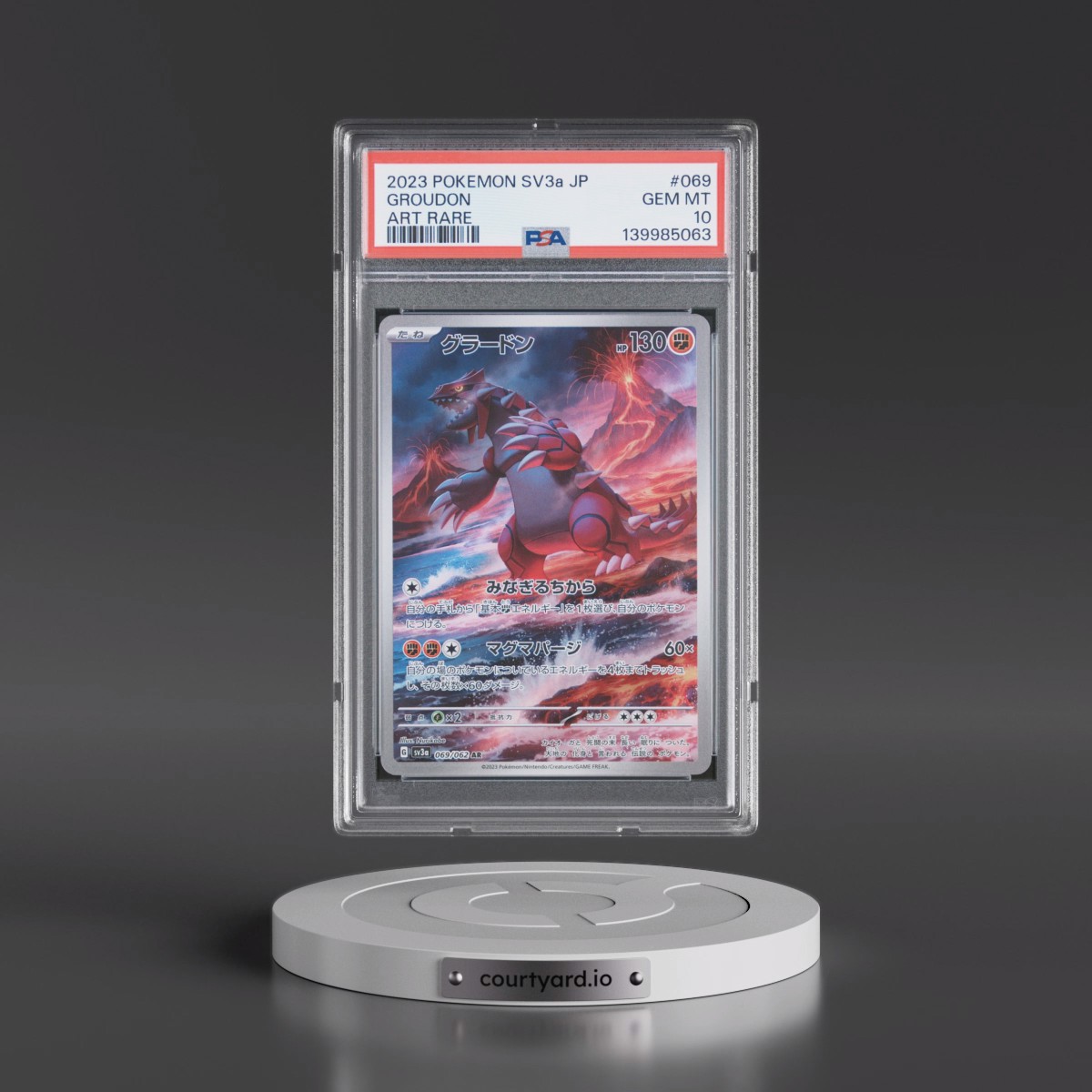 2023 Pokémon Sv3a-Raging Surf #069 Groudon - Art Rare (PSA 10 GEM MINT)
