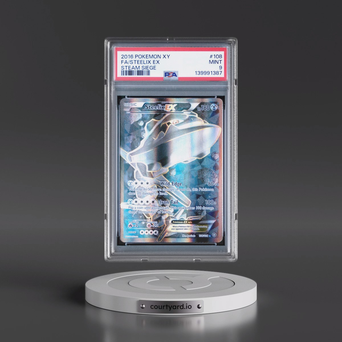 2016 Pokémon XY Steam Siege #108 Steelix EX - Holo Full Art (PSA 9 MINT)