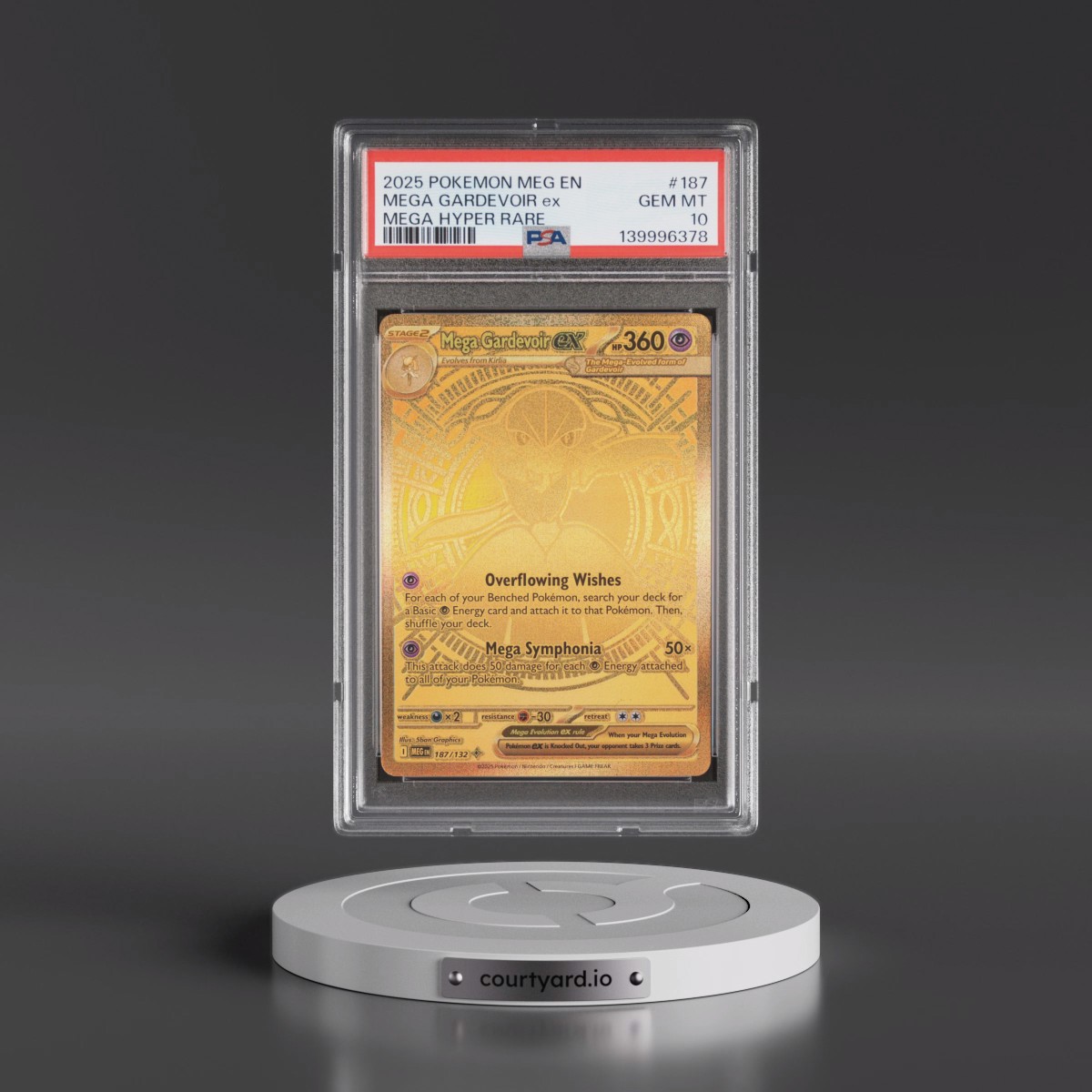 2025 Pokémon Meg EN-Mega Evolution #187 Mega Gardevoir EX - Holo Mega Hyper Rare (PSA 10 GEM MINT)