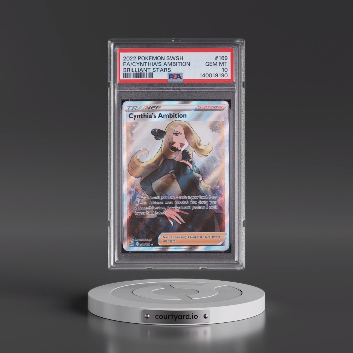 2022 Pokémon Sword & Shield Brilliant Stars #169 Cynthia's Ambition - Full Art (PSA 10 GEM MINT)