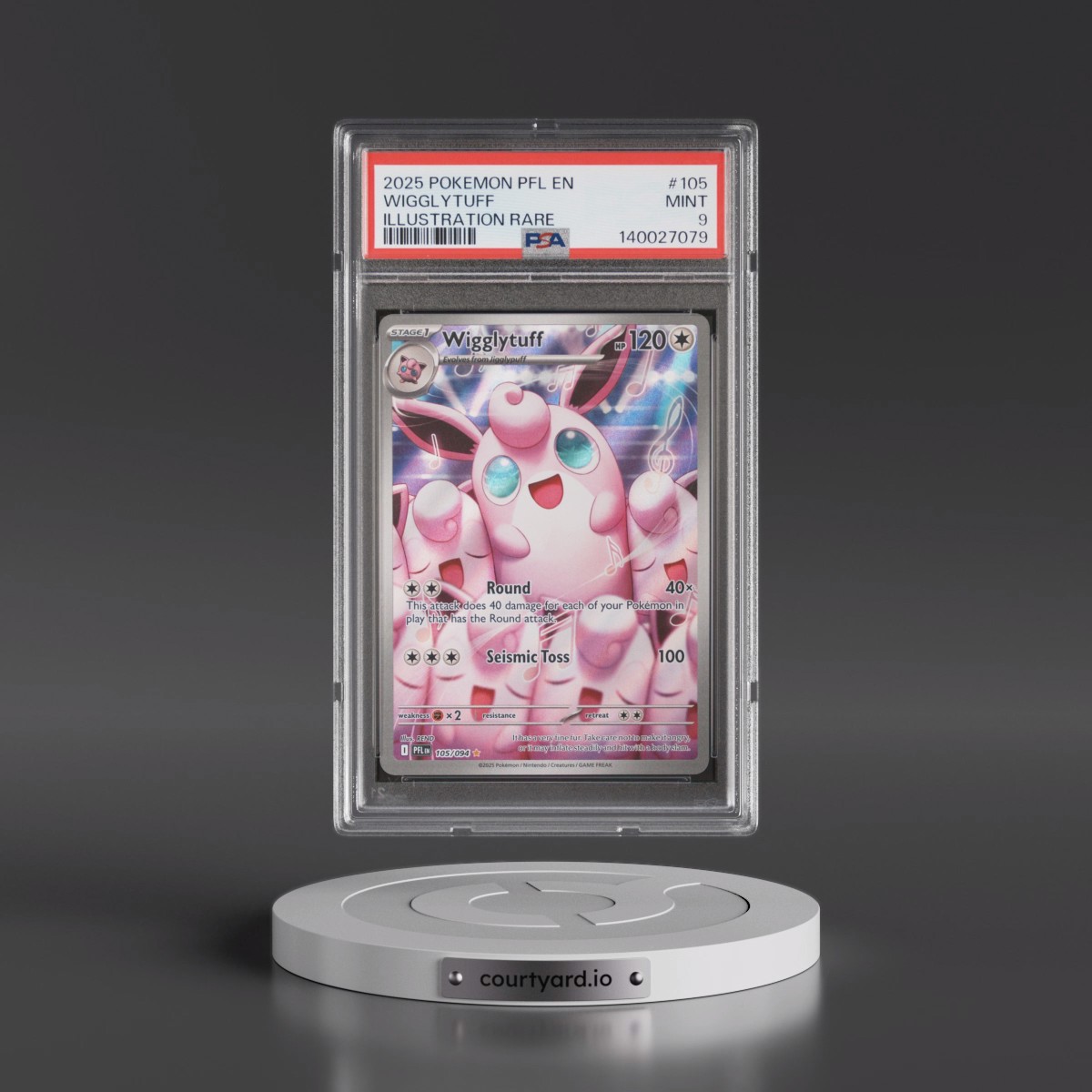 2025 Pokémon Pfl EN-Phantasmal Flames #105 Wigglytuff - Illustration Rare (PSA 9 MINT)