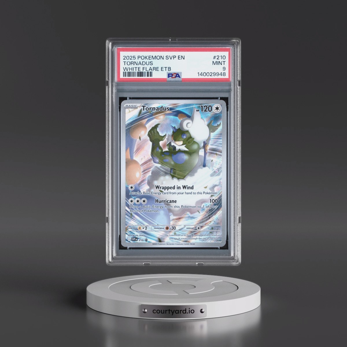 2025 Pokémon Svp EN-SV Black Star Promo #210 Tornadus - White Flare Elite Trainer Box (PSA 9 MINT)