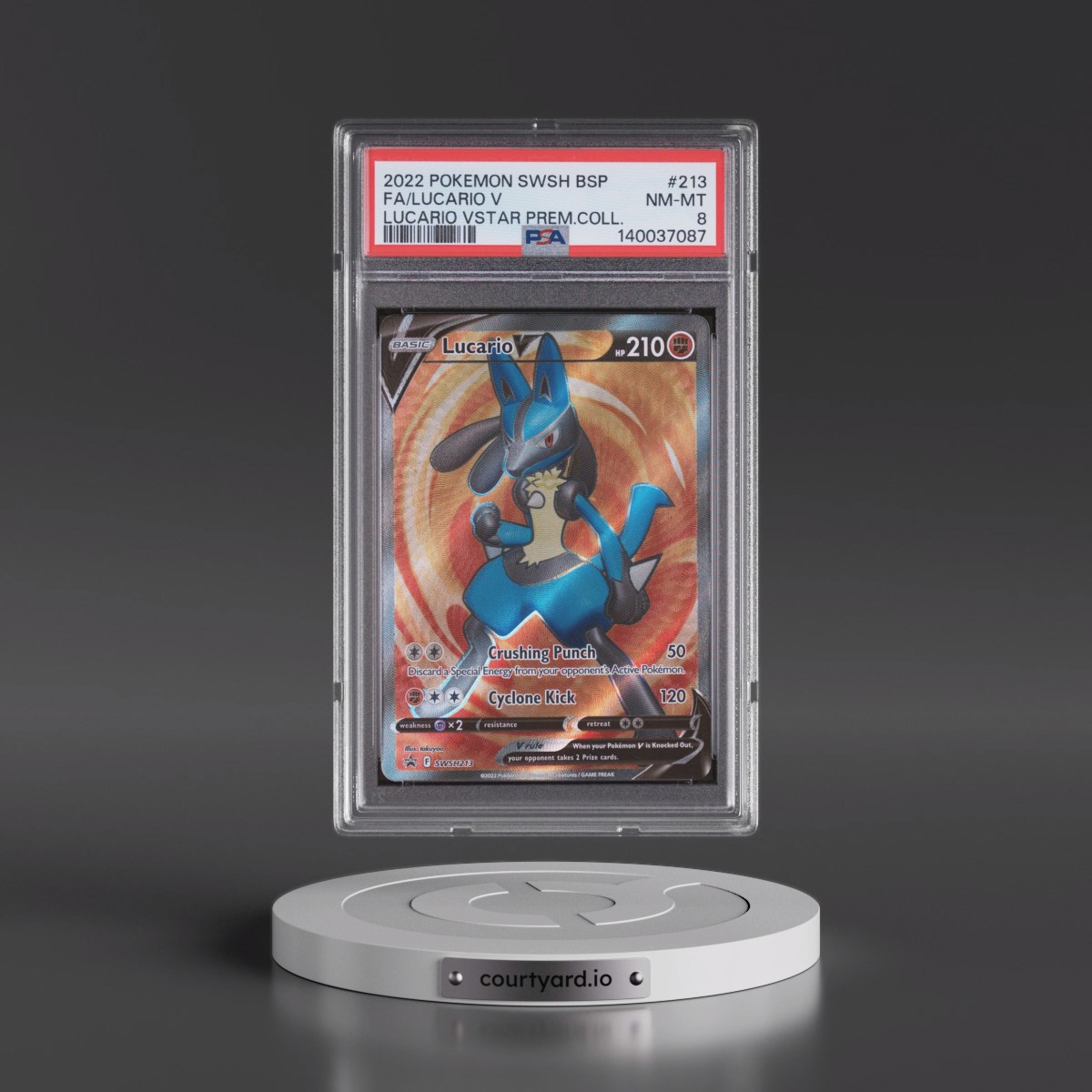 2022 Pokémon Swsh Black Star Promo #213 Lucario V - Holo Full Art Lucario Vstar Premium Collection (PSA 8 NM-MT)
