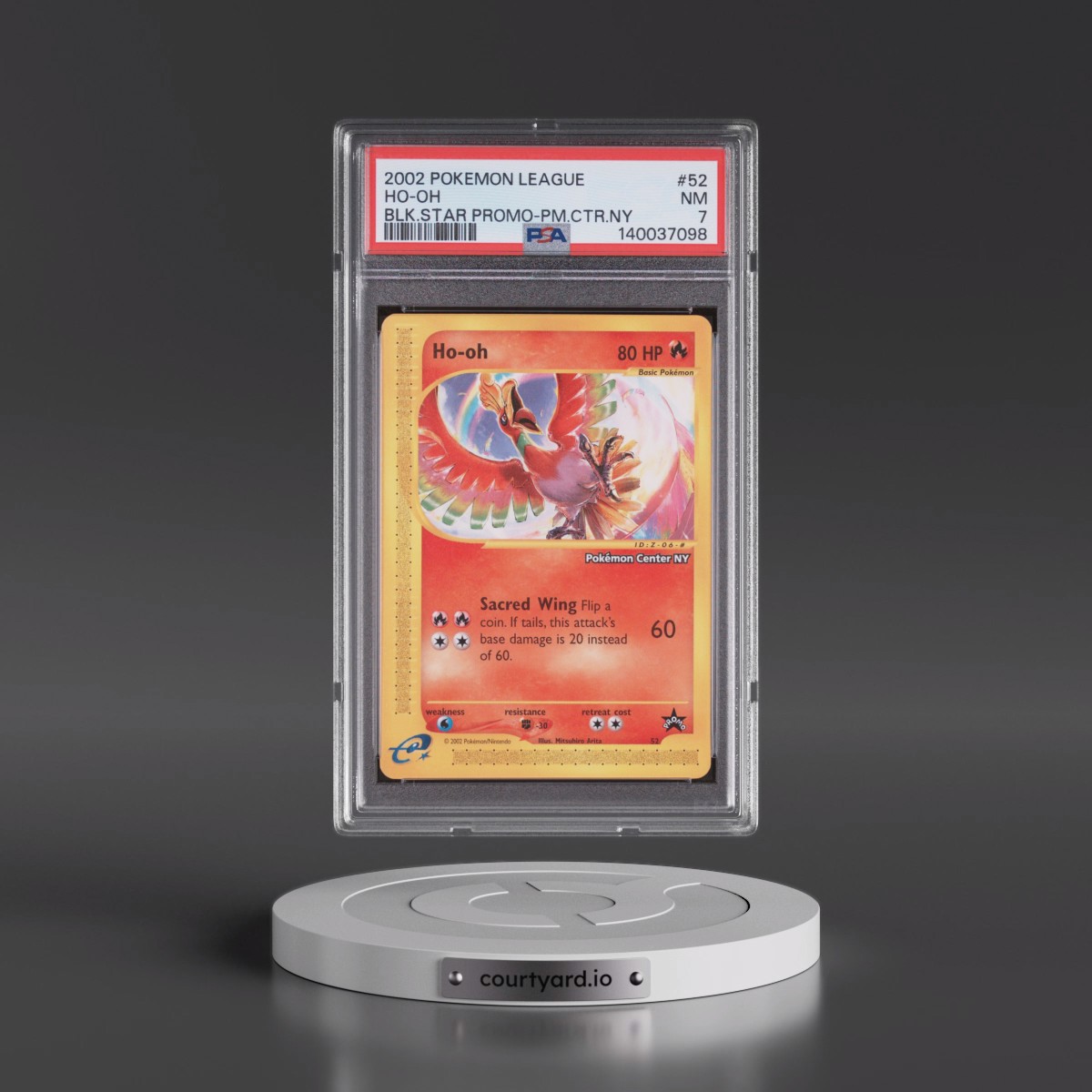 2002 Pokémon League Promo Black Star #52 HO-Oh - Pokemon Center NY (PSA 7 NM)