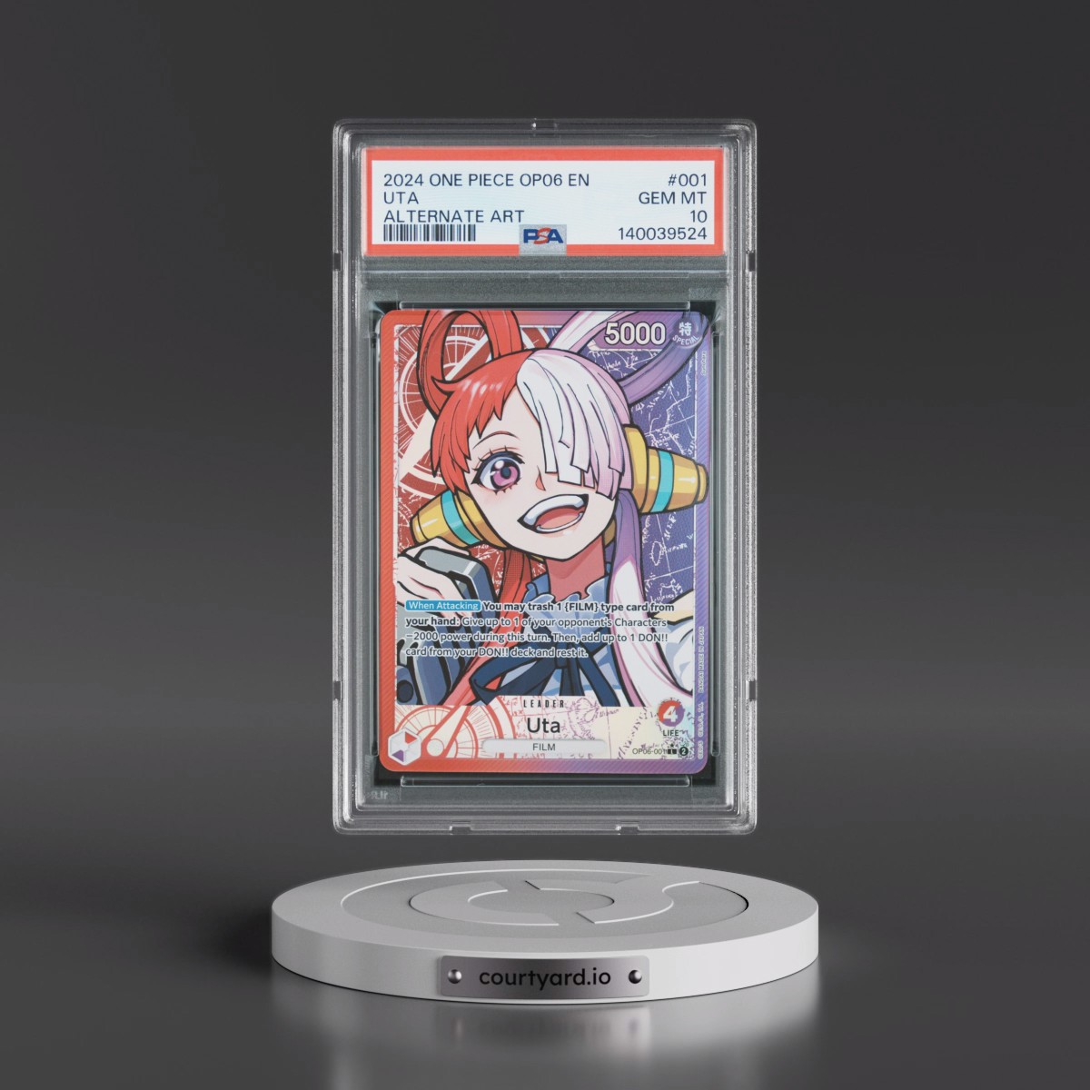2024 One Piece OP06-Wings of the Captain #001 Uta - Alternate Art (PSA 10 GEM MINT)