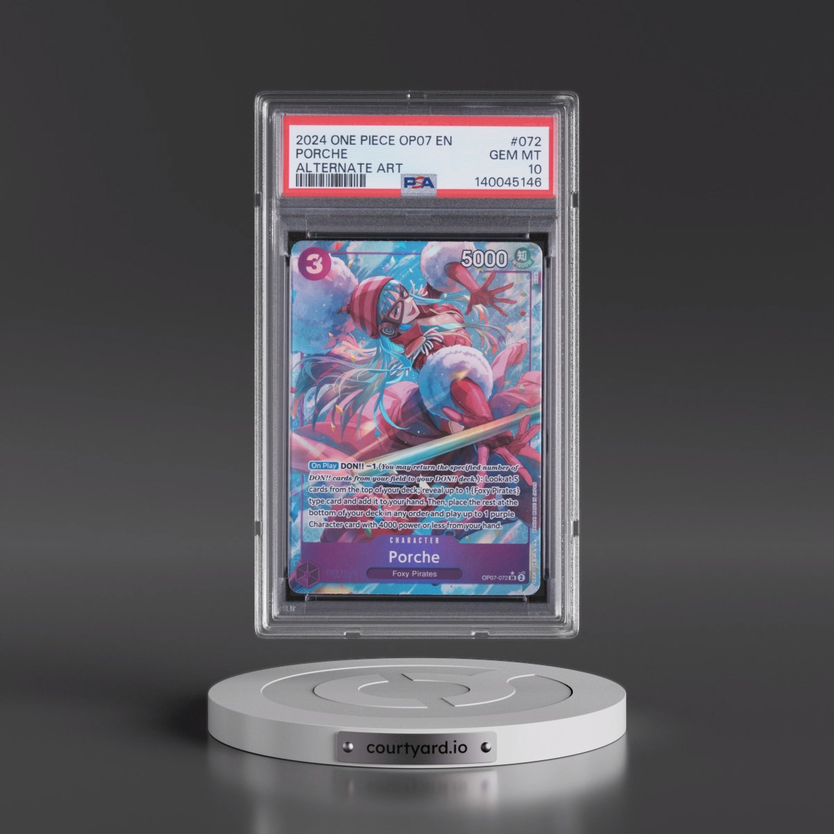 2024 One Piece OP07-500 Years in the Future #072 Porche - Alternate Art (PSA 10 GEM MINT)