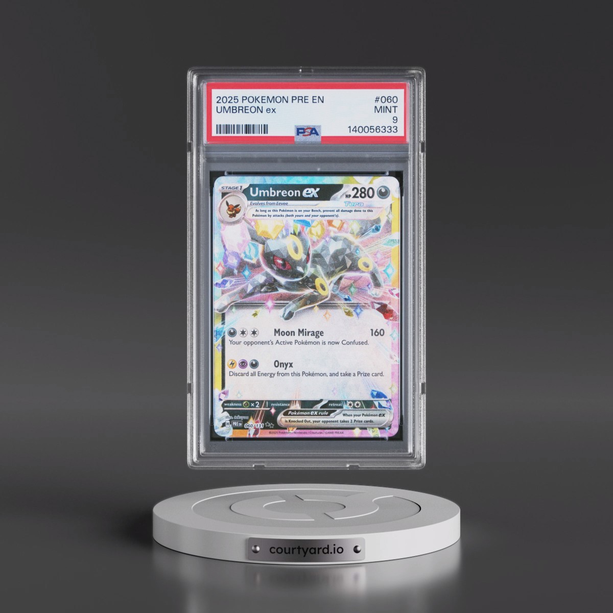 2025 Pokémon Pre EN-Prismatic Evolutions #060 Umbreon EX - Holo (PSA 9 MINT)
