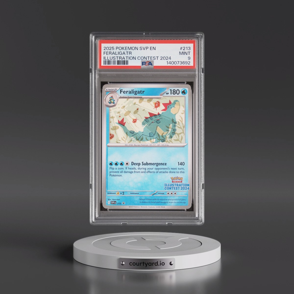 2025 Pokémon Svp EN-SV Black Star Promo #213 Feraligatr - Illustration Contest 2024 (PSA 9 MINT)