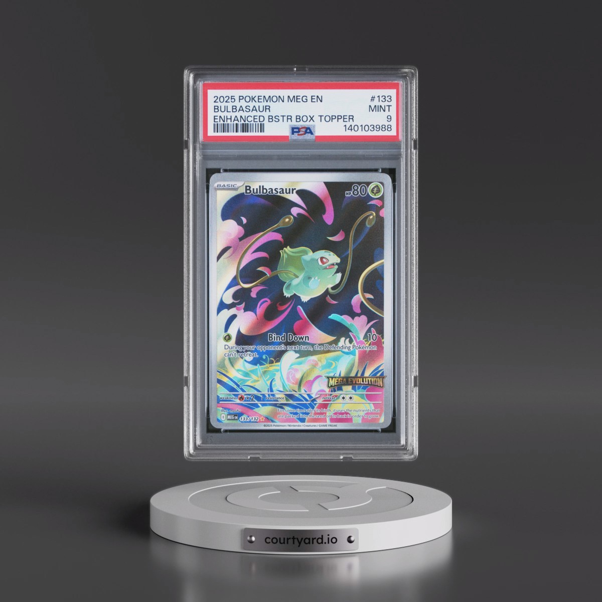 2025 Pokémon Meg EN-Mega Evolution #133 Bulbasaur - Enhanced Booster Box Topper (PSA 9 MINT)