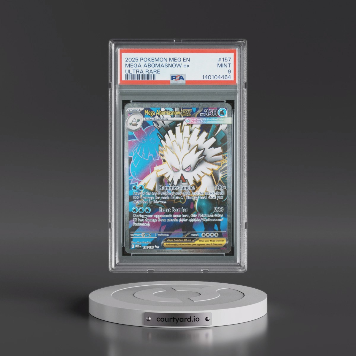 2025 Pokémon Meg EN-Mega Evolution #157 Mega Abomasnow EX - Holo Ultra Rare (PSA 9 MINT)