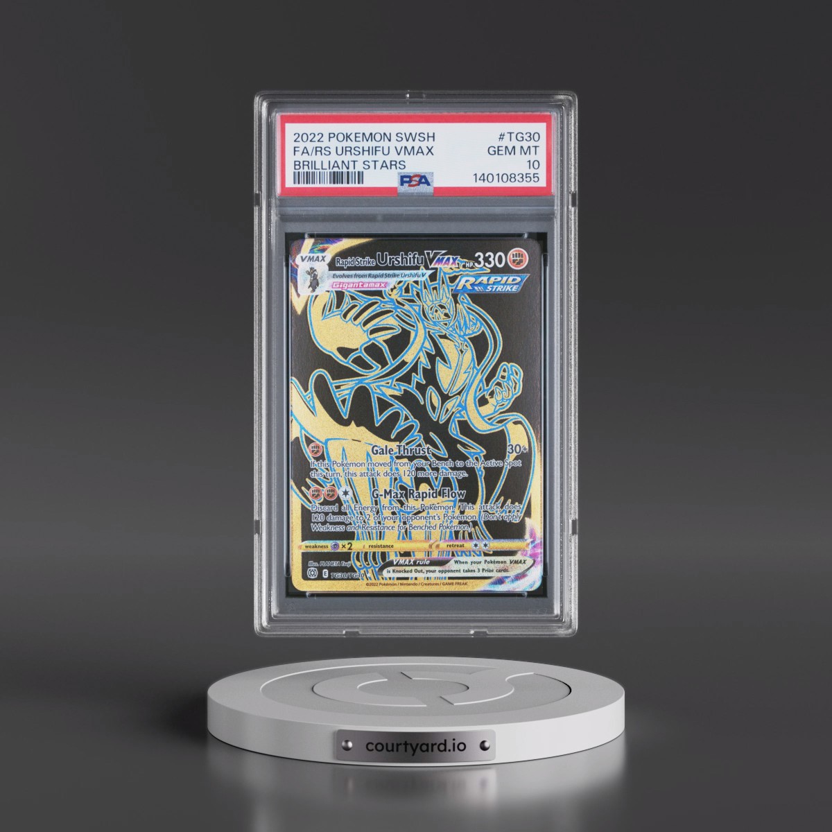 2022 Pokémon Sword & Shield Brilliant Stars #TG30 Rapid Strike Urshifu Vmax - Full Art (PSA 10 GEM MINT)