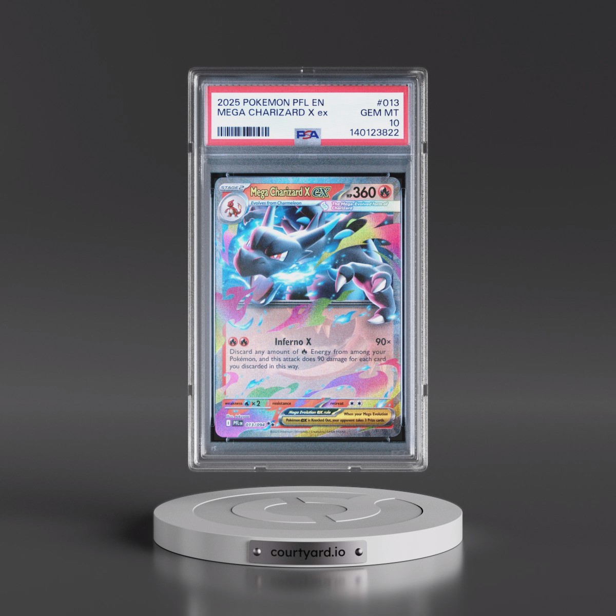 2025 Pokémon Pfl EN-Phantasmal Flames #013 Mega Charizard X EX - Holo (PSA 10 GEM MINT)