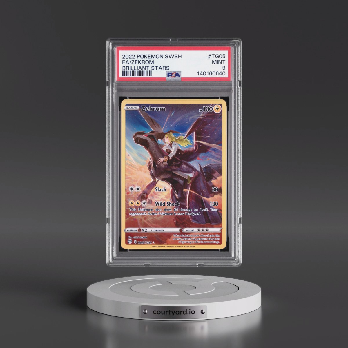 2022 Pokémon Sword & Shield Brilliant Stars #TG05 Zekrom - Full Art (PSA 9 MINT)