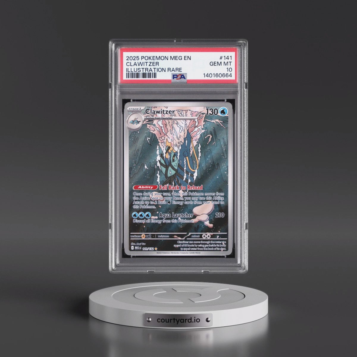 2025 Pokémon Meg EN-Mega Evolution #141 Clawitzer - Illustration Rare (PSA 10 GEM MINT)
