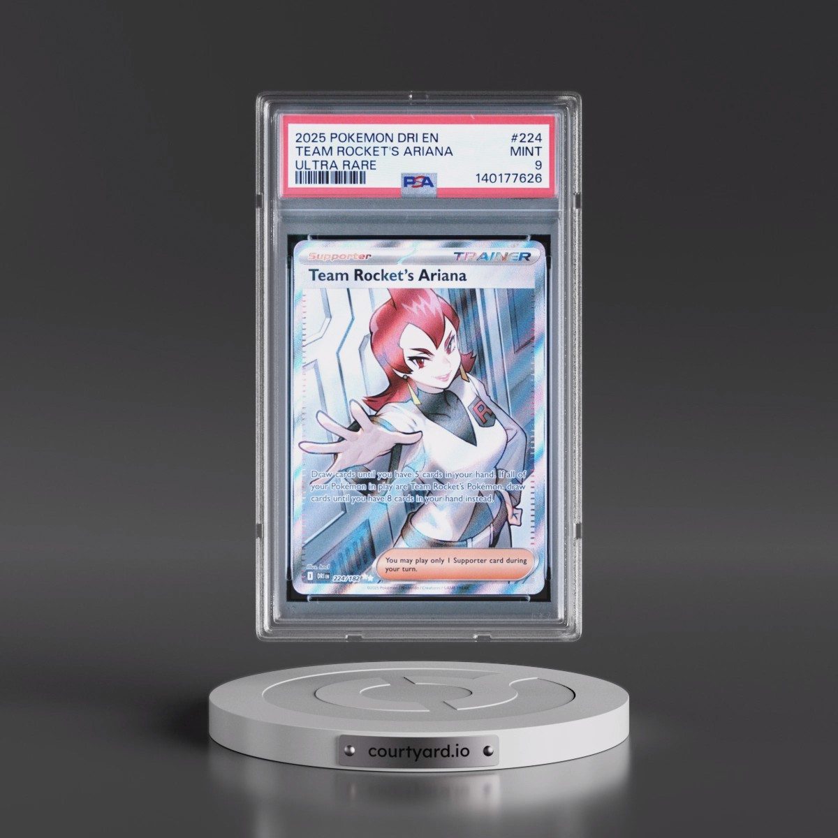 2025 Pokémon Dri EN-Destined Rivals #224 Team Rocket's Ariana - Ultra Rare (PSA 9 MINT)