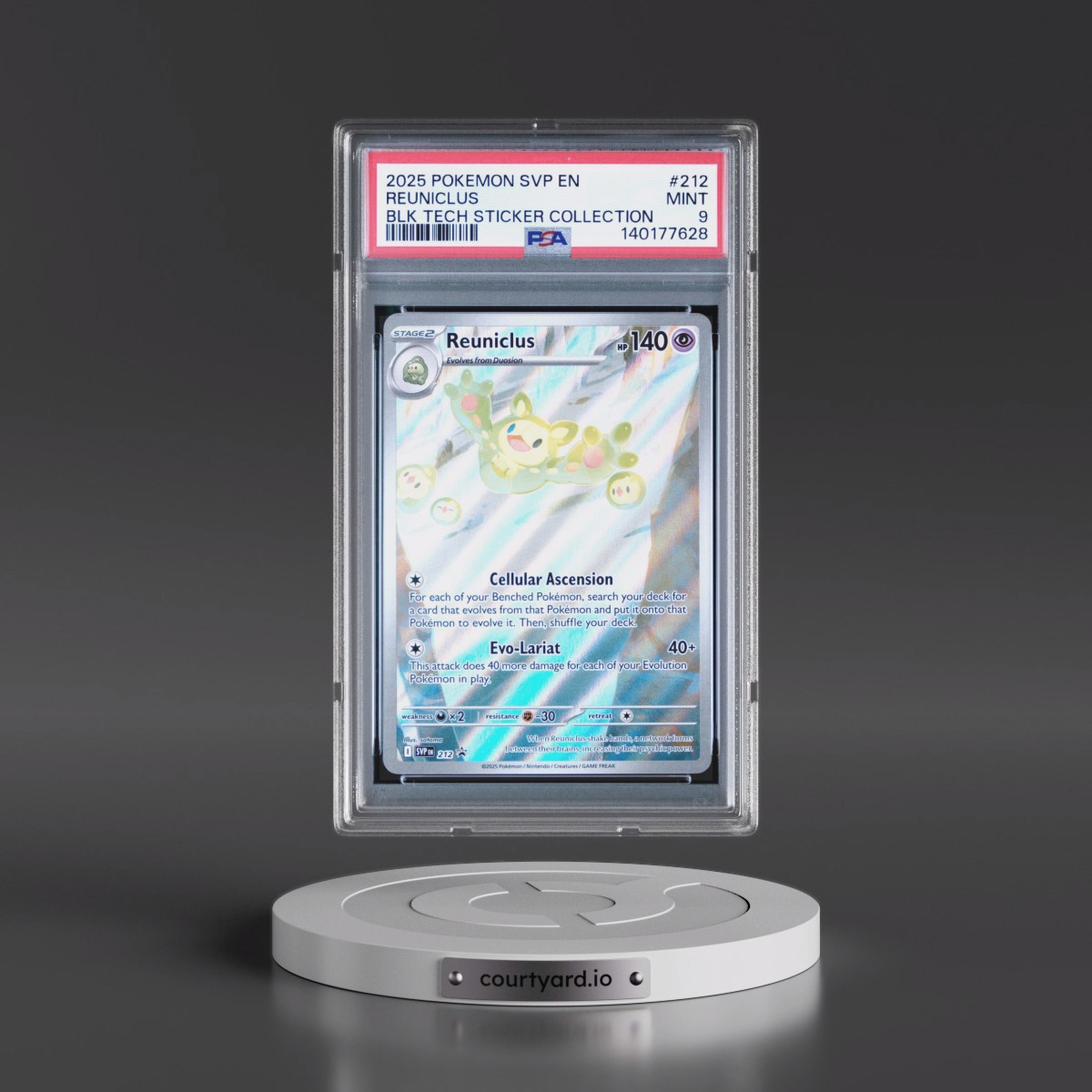 2025 Pokémon Svp EN-SV Black Star Promo #212 Reuniclus - Black Bolt Tech Sticker Collection (PSA 9 MINT)
