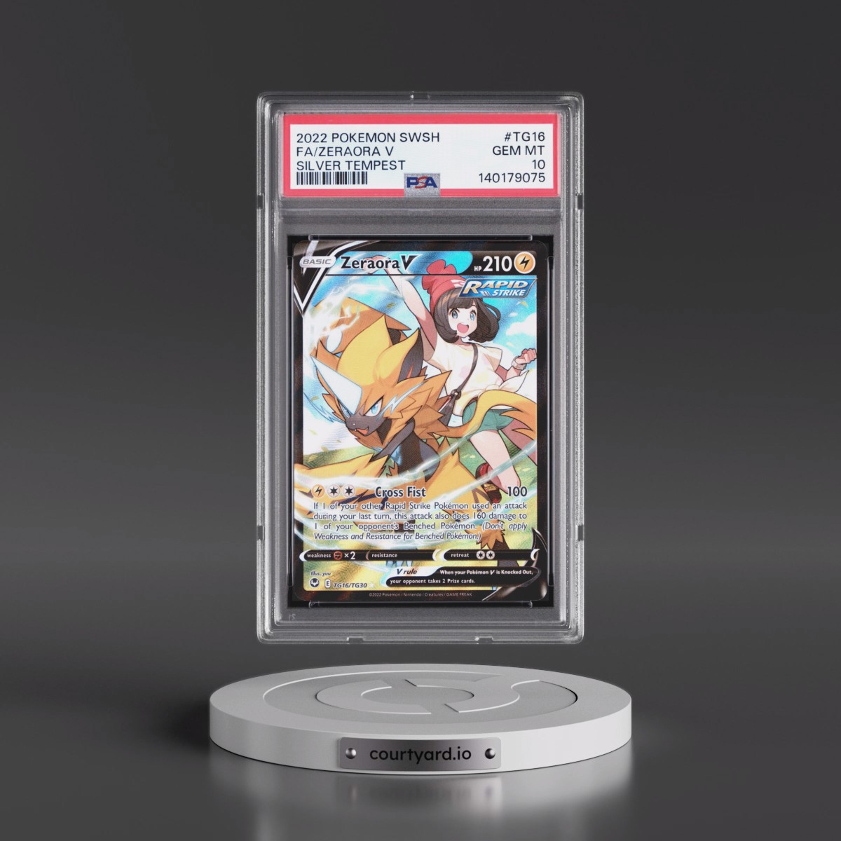 2022 Pokémon Sword & Shield Silver Tempest #TG16 Zeraora V - Holo Full Art (PSA 10 GEM MINT)