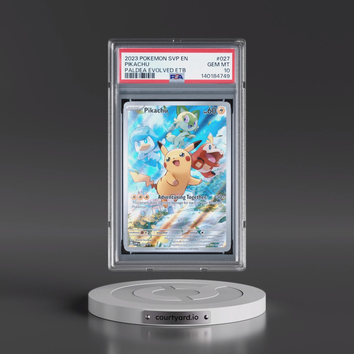 2023 Pokémon Svp EN-SV Black Star Promo #027 Pikachu - Paldea Evolved Elite Trainer Box (PSA 10 GEM MINT)