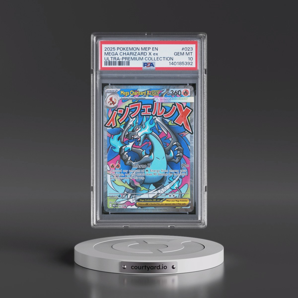 2025 Pokémon Mep EN-Me Black Star Promo #023 Mega Charizard X EX - Holo Mega Charizard X EX Ultra-Premium Collection (PSA 10 GEM MINT)