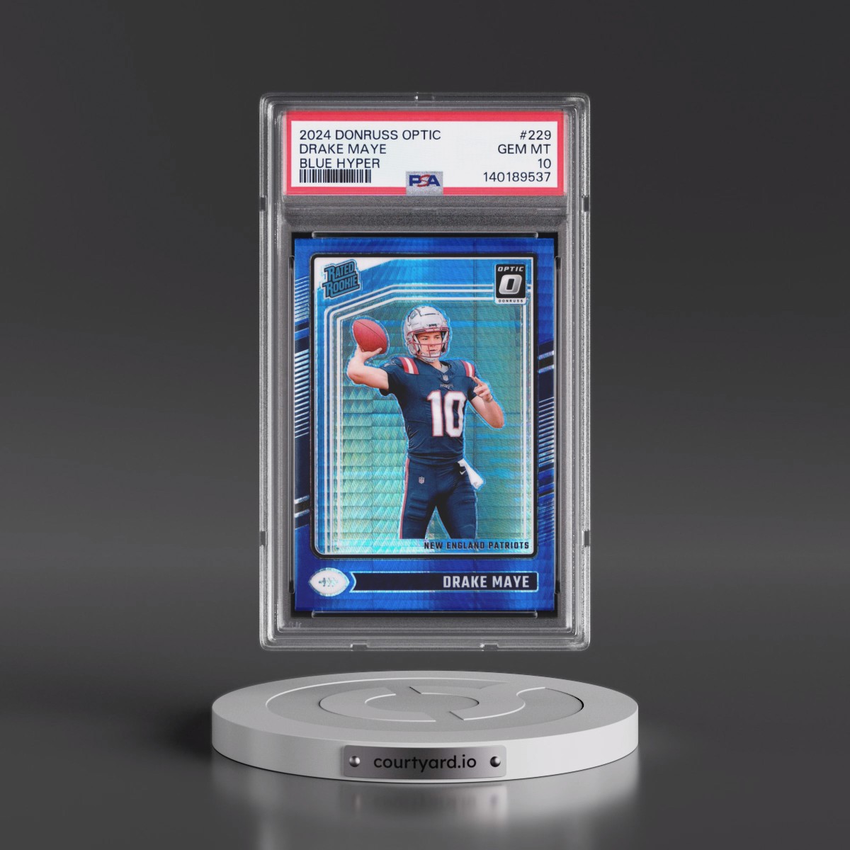 2024 Panini Donruss Optic #229 Drake Maye - Blue Hyper (PSA 10 GEM MINT)
