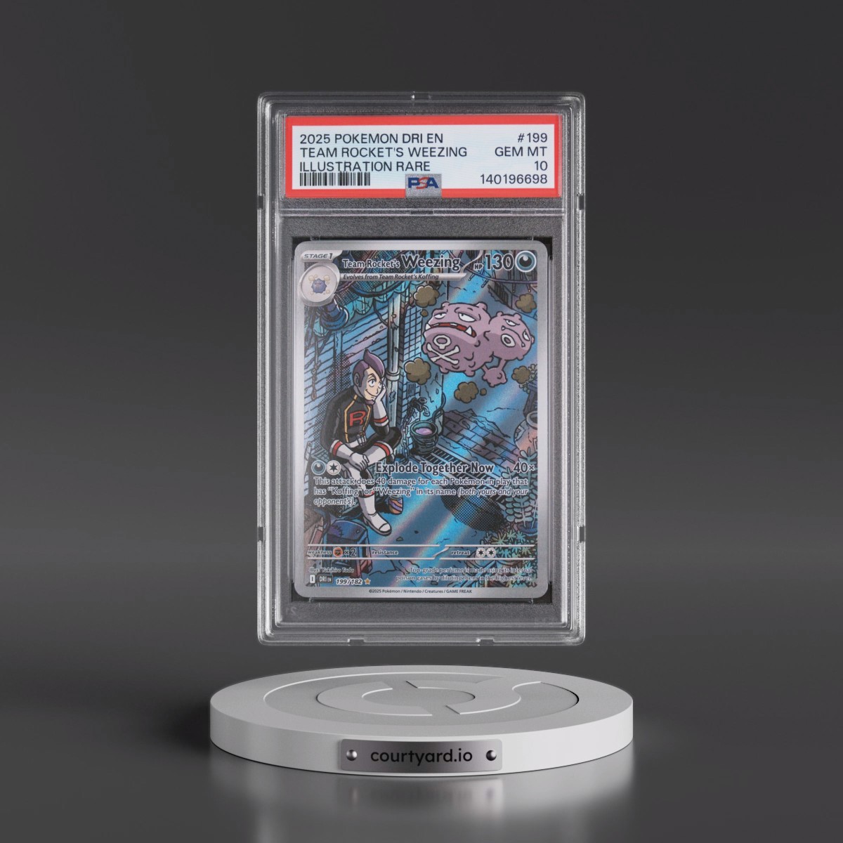2025 Pokémon Dri EN-Destined Rivals #199 Team Rocket's Weezing - Illustration Rare (PSA 10 GEM MINT)