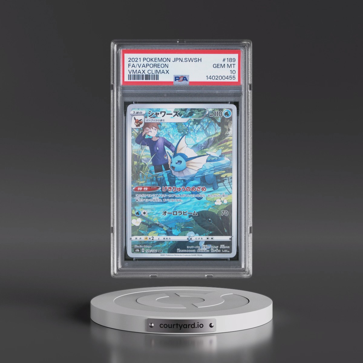 2021 Pokémon Sword & Shield Vmax Climax #189 Vaporeon - Full Art (PSA 10 GEM MINT)