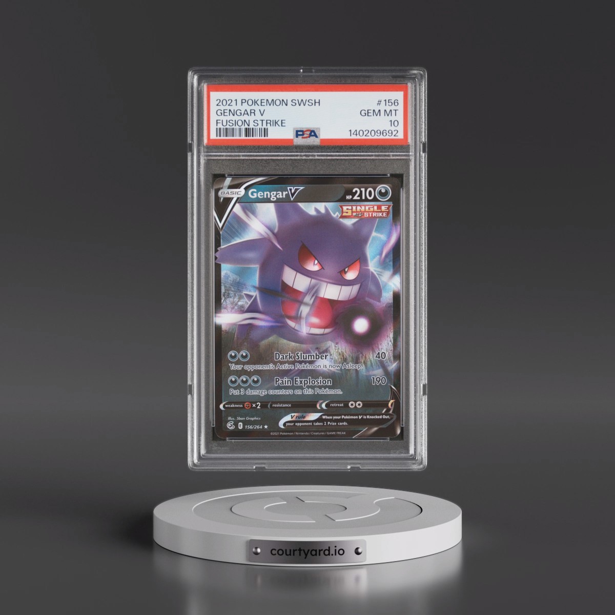2021 Pokémon Sword & Shield Fusion Strike #156 Gengar V - Holo (PSA 10 GEM MINT)