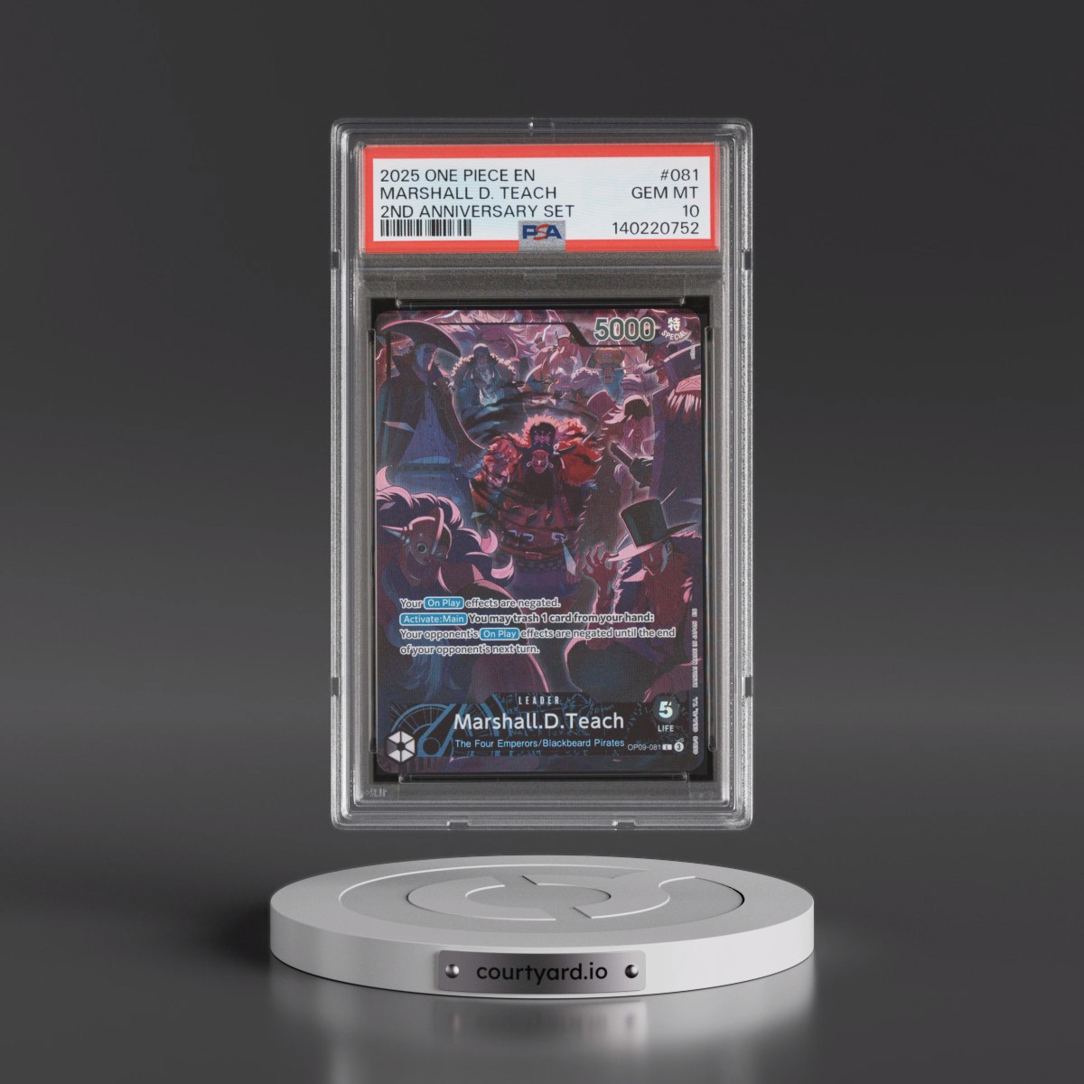 2025 One Piece English Version 2nd Anniversary Set #081 Marshall D. Teach (PSA 10 GEM MINT)