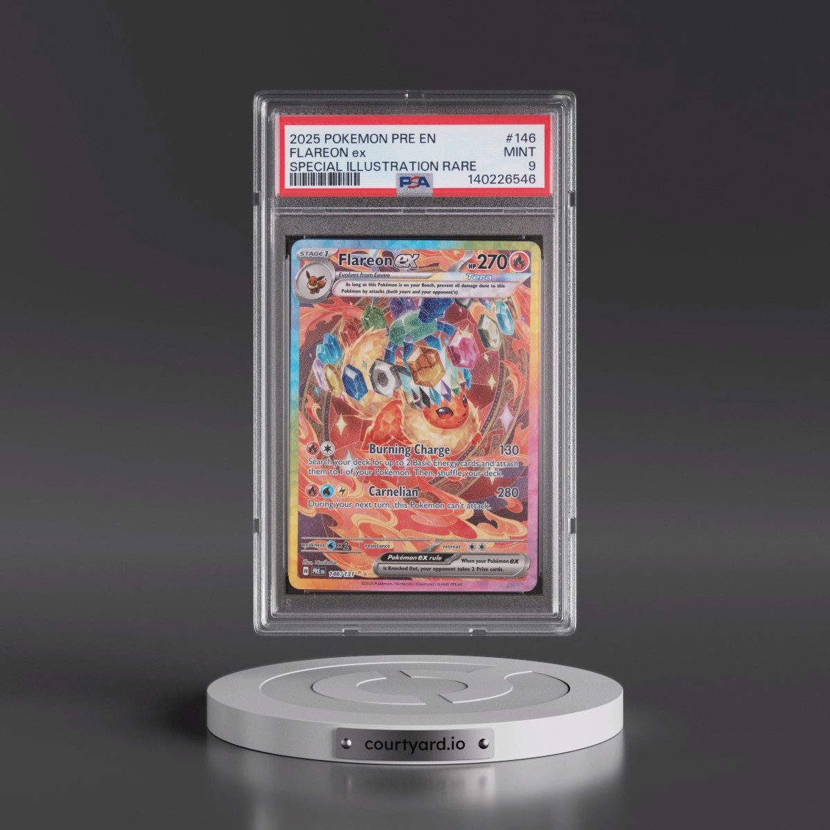 2025 Pokémon Pre EN-Prismatic Evolutions #146 Flareon EX - Holo Special Illustration Rare (PSA 9 MINT)