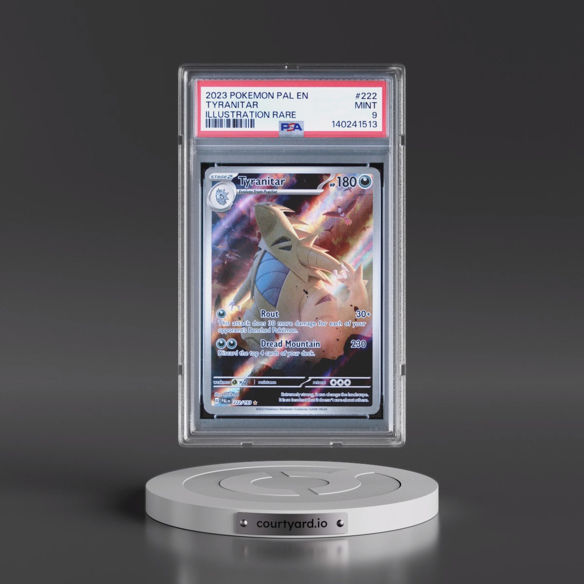 2023 Pokémon Pal EN-Paldea Evolved #222 Tyranitar - Illustration Rare (PSA 9 MINT)
