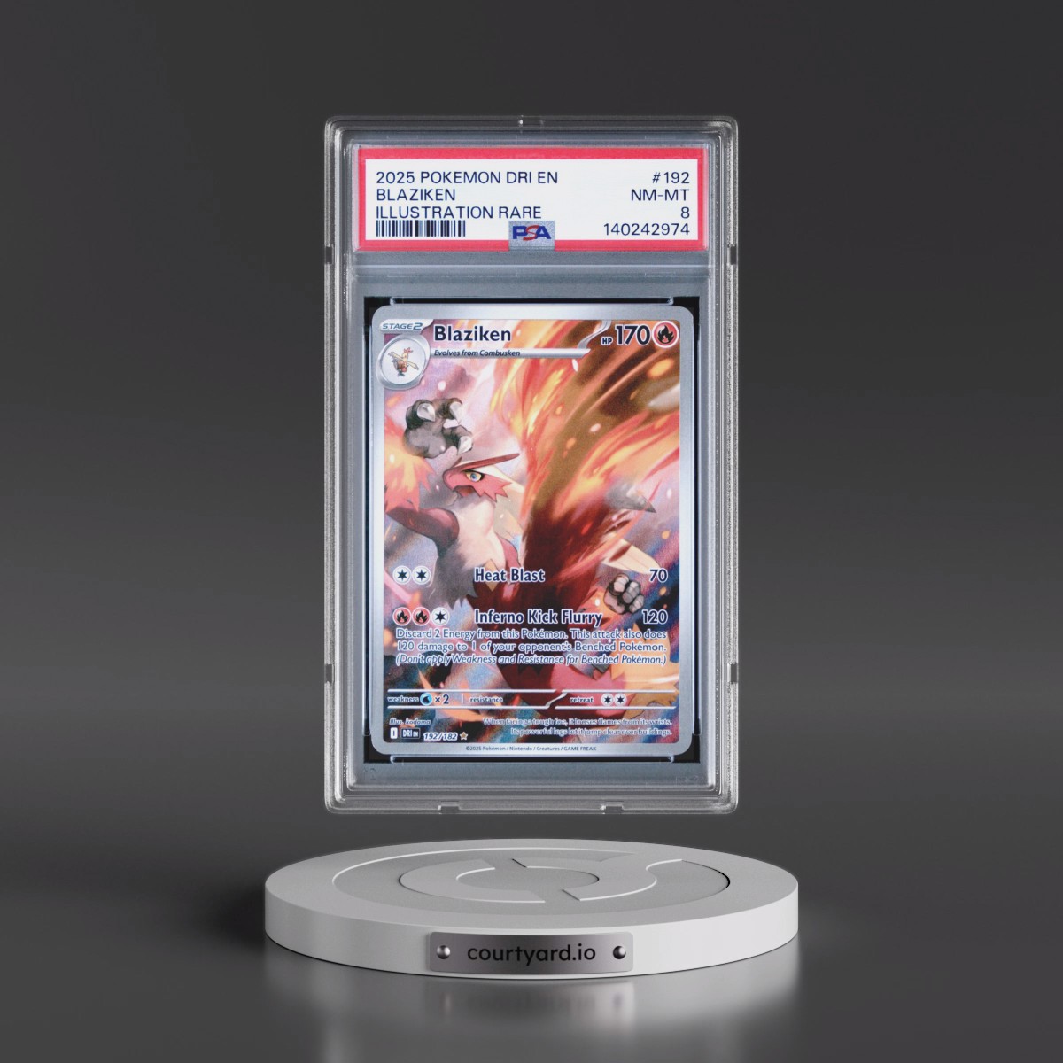 2025 Pokémon Dri EN-Destined Rivals #192 Blaziken - Illustration Rare (PSA 8 NM-MT)